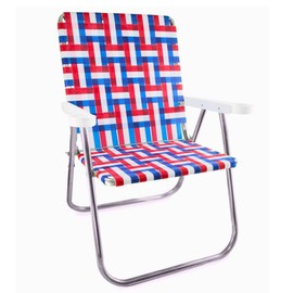 Lawn Chair USA Folding Aluminum Outdoor Patio Lawn Chair | Heavy-Duty Webbed Chairs for Camping, Sports, Beach, Yard & Tailgating | Lightweight Portable | Magnum - American Flag