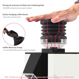 Single Dose Hopper Compatible with Eureka Mignon Espresso Coffee Grinder Silicone Bellow for Blow Out Residual Coffee Grounds (Transparent Adapter)