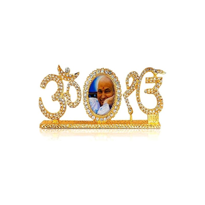 GURU JI Swaroop Brass Stonework Idol with Golden Studded Om