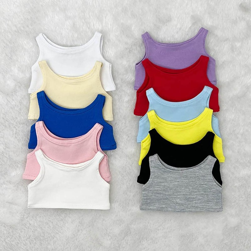 niannyyhouse 10cm Plush Doll Clothes Solid Color Vest Sleeveless T-Shirt