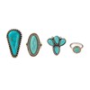 Navirix Vintage Turquoise Western Rings for Women,Exaggerated Chunky Oval Floral
