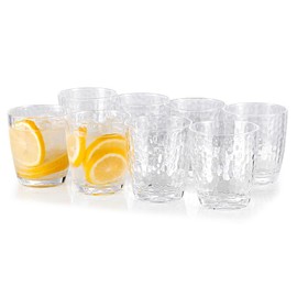 KOXIN-KARLU Hammered 15-ounce Plastic Tumbler Acrylic Glasses, set of 8 Clear