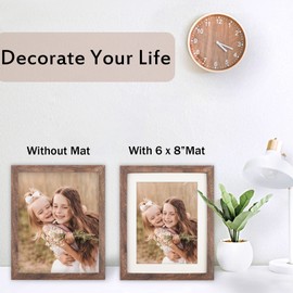 Brown 8x10 Picture Frames Set of 2 Display Pictures 6x8 with Mat or 8x10 without Mat for Wall and Tabletop Photo Frame