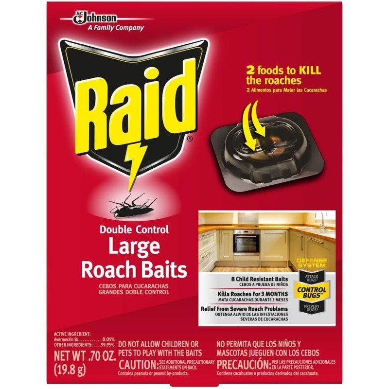 Raid Double Control Large Roach Baits 8 Count (Pack of