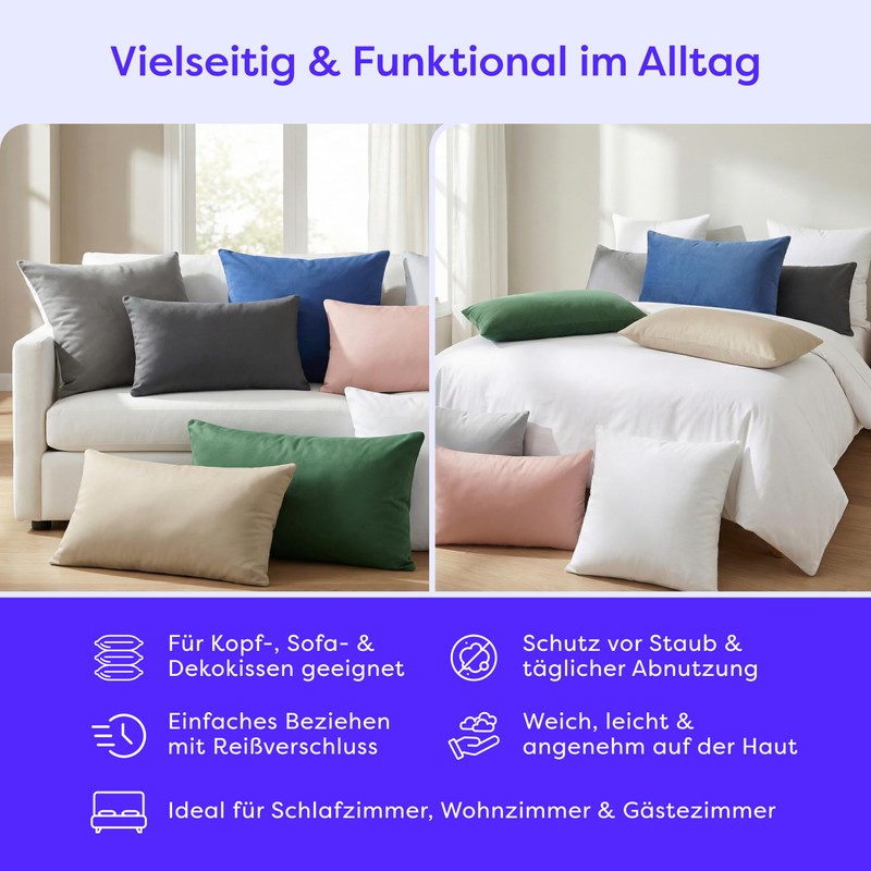 Wolkenfeld Cushion cover 40 x 80 cm, grey anthracite -