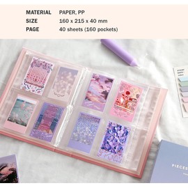ICONIC Moment Photo Card Album / 160 Pockets - Business Card Case Polaroid Photo Ticket Storage Photo Collection Stationery Korea (Mint)