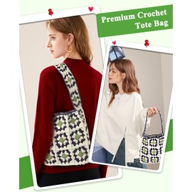 Aeelike Crochet Bag Kit for Beginners Adults, Crochet Kits Learn to Crochet Granny Square Bag Kit Crochet Starter Kit with Yarns Crochet Hooks Step-by-Step Instructions