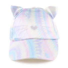 MniJiza Children's Hat Girls Summer Sun Hat for Girls Cat Floral Butterflies Baby Hat, silver cat, Ages 4 - 8