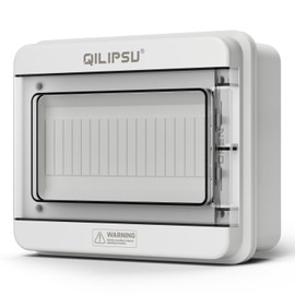 QILIPSU 9 Way DIN Rail Circuit Breaker Box UL94-V0 PC/ABS IP65 Waterproof Distribution Enclosure with Longer Bus Bars for Indoor Outdoor and Solar Use