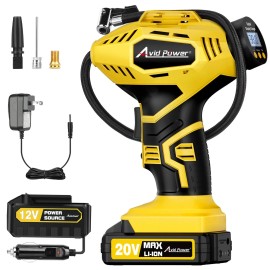 AVID POWER Tire Inflator Portable Air Compressor, 20V Cordless Car Tire Pump wa