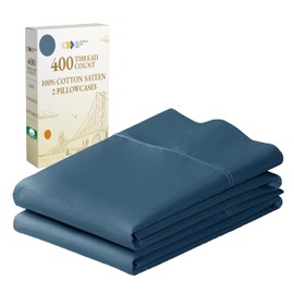 Standard Queen Size Pillowcase Set - 400 Thread Count, 100% Cotton Sateen, Set of 2 Pillow Covers, Breathable, Cooling, Soft for Quality Sleep - Peacock Blue