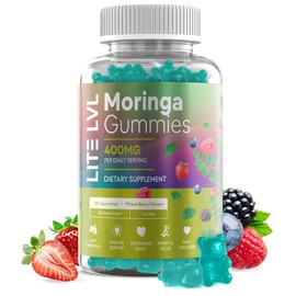 LITE LVL - 60 x Natural Mixed Berry Flavoured Moringa Gummies - Daily Serving 2 Gummies per Day - Superfood - Boost Energy Levels - Powerful Antioxidants