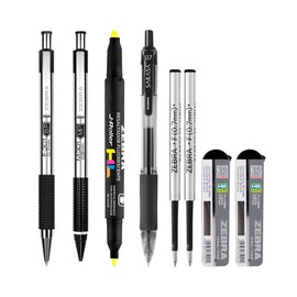 Zebra Paquete Oficina: Juego De Bolígrafo Y Portaminas M/F 301 + Resaltador J-Roller HL + Bolígrafo De Tinta Gel Sarasa + Repuestos.