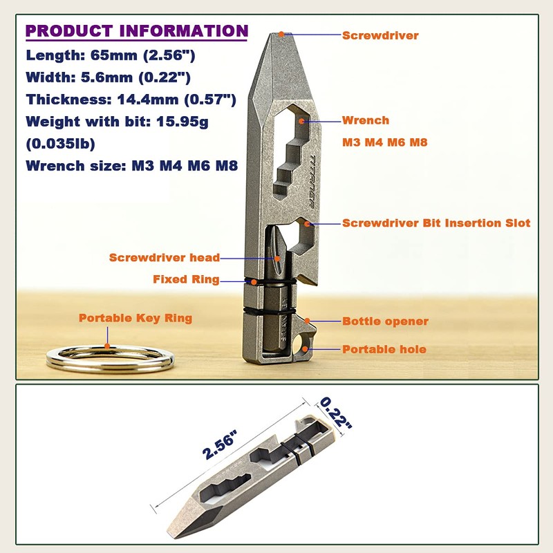 Titanium Pry Bar EDC Pry Tool with Bottle Opener Screwdriver