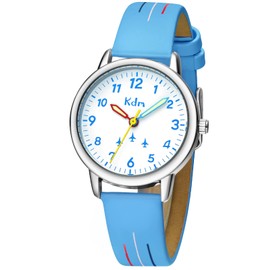 CIVO Children's Watch Boys Girls Watch Children Leather Learning Watch Analogue Quartz Children's Watches for Boys Time Teacher Luminous Waterproof Gifts for Children 3-12 Years, A5-Blue C, Standard