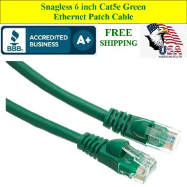 Kamrock Lights LLC 6 inch Cat5e Green Network Ethernet Patch Cable Computer LAN 1 Gbps 350MHz