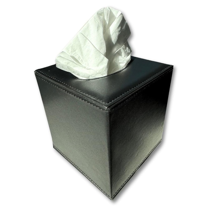 OSCO Faux Leather Tissue Box - Black