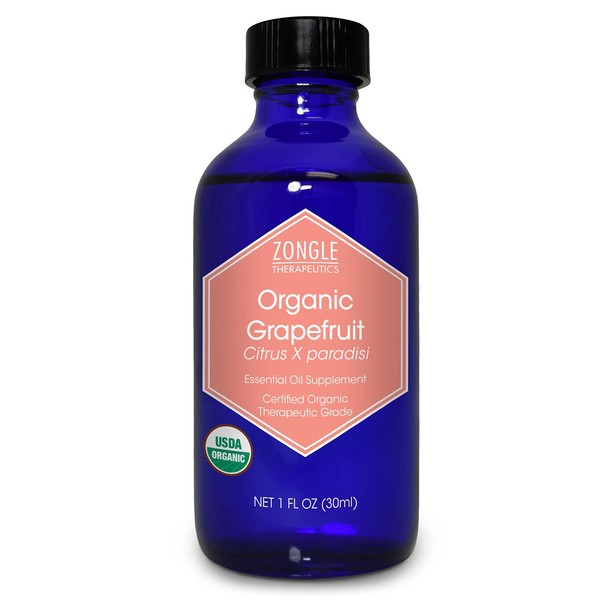 Zongle USDA Certified Organic Grapefruit Essential Oil, USA, Safe to Ingest, Citrus X Paradisi, 1 OZ
