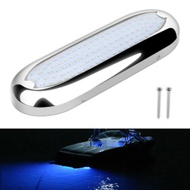 RVZONE Underwater Marine LED Boat Lights, 8.2 in 3000LM 12V 8W IP68 Waterproof Stainless Steel Boat Transom Lights Flood Lights Boat Deck Courtesy Light LED Stern Lights (Blue Light, 1 PCS)