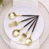 TABLECLOTHSFACTORY 24 Pack | 6" Gold/Black Premium Plastic Fork/Spoon Utensil