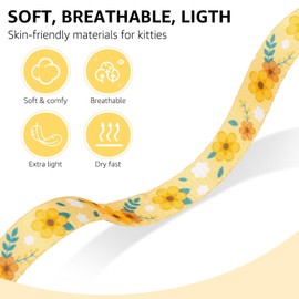 SCENEREAL Adjustable Cat Harness and Leash Set with AirTag Holder, Escape-Proof Design for Small to Large Cats, Lightweight Soft Travel Harness, Yellow Floral