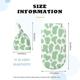Sage Green Cow Print Newborn Baby Swaddle Blanket with Beanie Hat Baby Receiving Blanket Soft Baby Sleep Sack Baby Wraps Blankets Gifts for Boys Girls Infant