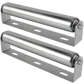 HOZEON 2 Pack 10 Inches Long Roller and Bracket Set, 1.5 Inch Diameter Galvanized Steel Long Roller with Bracket, Roller and Bracket Set for Conveying All Kinds of Goods and Heavy Objects