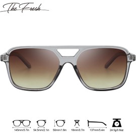 The Fresh Vintage Retro 70s Safaris Sunglasses Women Men Classic Small Squared Frame - FR16255 (625504-Crystal Grey/Brown Gradient)