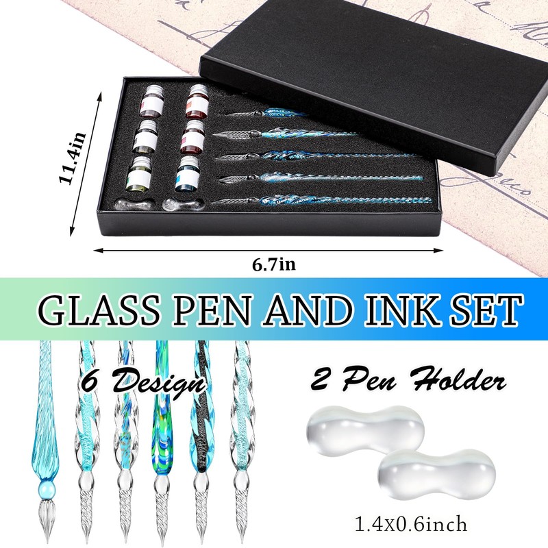 Zonon Glass Dipped Pen Ink Set 14 Pcs Include 6