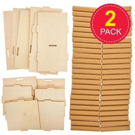 Baker Ross FX944 Wooden Bug Hotel and Flowerpot Kits - Pack of 2, Garden Arts and Crafts Kits for Kids