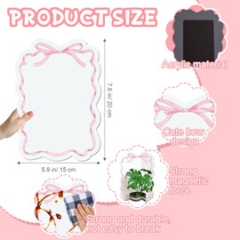 Leinuosen Acrylic Magnetic Locker Mirror Pink Bow Acrylic Mirror with Magnetic Backing for School Locker Decor 7.8 x 5.9'' Bow Coquette Makeup Mirrors for Girls Dorm Bathroom Refrigerator Office