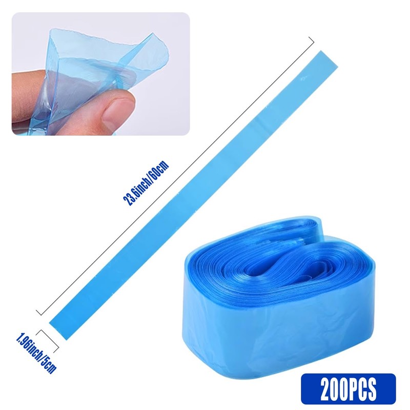 AIMALL 200PCS Professional Blue Polyethylene Tattoo Clip Cord Covers, 23.6x2