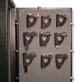 EZ Pistol Holder, Adhesive Handgun Holster Organizer Gun Safe, Car, Desk, Carpet-Firearm Protection w Nylon Padded Interior, Full Size, 9mm- 3 Pack