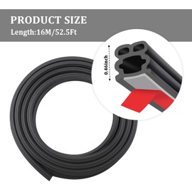52.5Ft Car Door Seal,Thickened Rubber Automotive Weather Stripping for Hoods,Trunks,Windows,Universal Soundproof Car Weather Stripping Car Accessories for Most Car,Truck,SUV (52.5Ft)