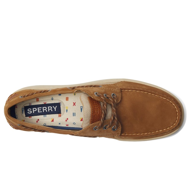 Sperry Mens Shoes Men's Billfish 3-Eye Boat Shoe, TAN Nubuck,