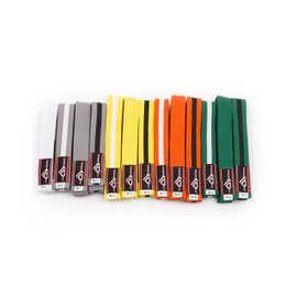 KO Sports Gear - Brazilian Jiu Jitsu Belt - Knockout Label Youth BJJ Gi for Kids with Ranking Stripes Martial Arts Belts (Grey, A3)