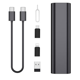 YinQingFox 60WCTOC 6-in-1 Multifunctional Data Cable applies to Mobile Phone Charging Cable 3A Adapter Storage Set（Black）