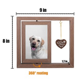 Pet Memorial Gifts for Dogs Rotating Wooden Photo Frame,suitable for 4″ x 6″ Photos Cat Memorial Gifts for Loss of Cat Dog Remembrance Gift Loss of Dog Sympathy (brown)