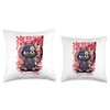 Samurai Cat Ninja Shark Kanagawa Tee Throw Pillow