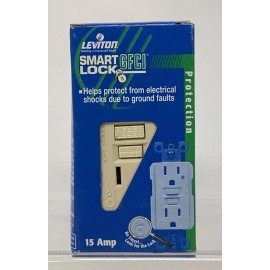 Leviton 8598-I Ivory Smart Lock GFCI Duplex 2 Pole Receptacle 125 Volt 15 Ampere