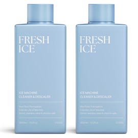 Fresh Ice Machine Cleaner and Descaler Solution - 2 x10.2 Fl Oz - (6 uses) - Nickel Safe Ice Machine Cleaner - Remove Built Up Limescale & Minerals