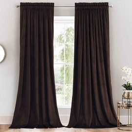 Royal Hotel Bedding Velvet Blackout Curtain Panels Top Rod Pocket Heavyeight, Solid Panels Soft Velvet Window Drapes, Set of 2 Pieces, 84 inches Long Curtains, Velvet Chocolate