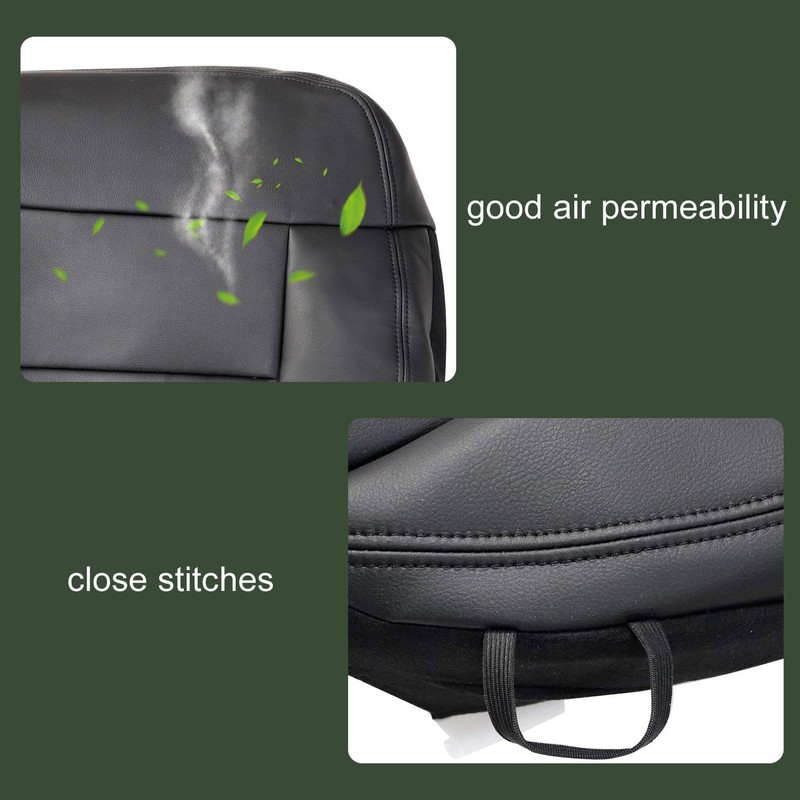 FZJDSD Black Leather Driver Side Bottom Replacement Seat Cover and