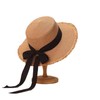 Aimiwial Womens Beach Sun Straw Hat,Black Large Bow Wide Brim