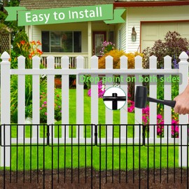 Thrivinest Animal Barrier, 19 Pack No Dig Decorative Fences, 17in(H) x19ft(L) Rustproof Metal Wire Small Garden Fence Border for Dogs Rabbits