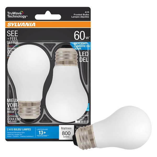 SYLVANIA LED TruWave Natural Series Ceiling Fan / Fixture Light Bulb, 60W A15 Daylight Medium Base, Dimmable, Soft White