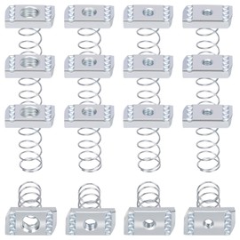 Glarks 16pcs 4 Sizes Strut Channel Nuts with Standard Spring Kit, Thread 1/4in 5/16in 3/8in 1/2in Spring Channel Nuts, Long Spring Nuts, Spring Strut Nuts for Strut Channel Mounts Solar Panel