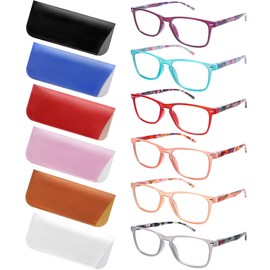 ZONLON 6 Pack Reading Glasses for Women Men, Spring Hinge Eyeglasses Blue Light Blocking Anti Eyestrain Computer Readers (6 Mix C2, 1.50, multiplier_x)