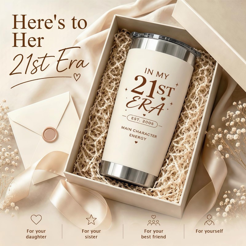 Dxqrswuo 21st Birthday Gift for Her, 21st Birthday Tumbler with