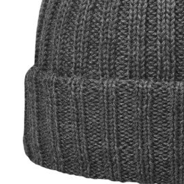 Melegari Como Super Beanie Hat with Double Thickness Skull Cap Pure Merino Wool Extrafine Made in Italy, darkgray